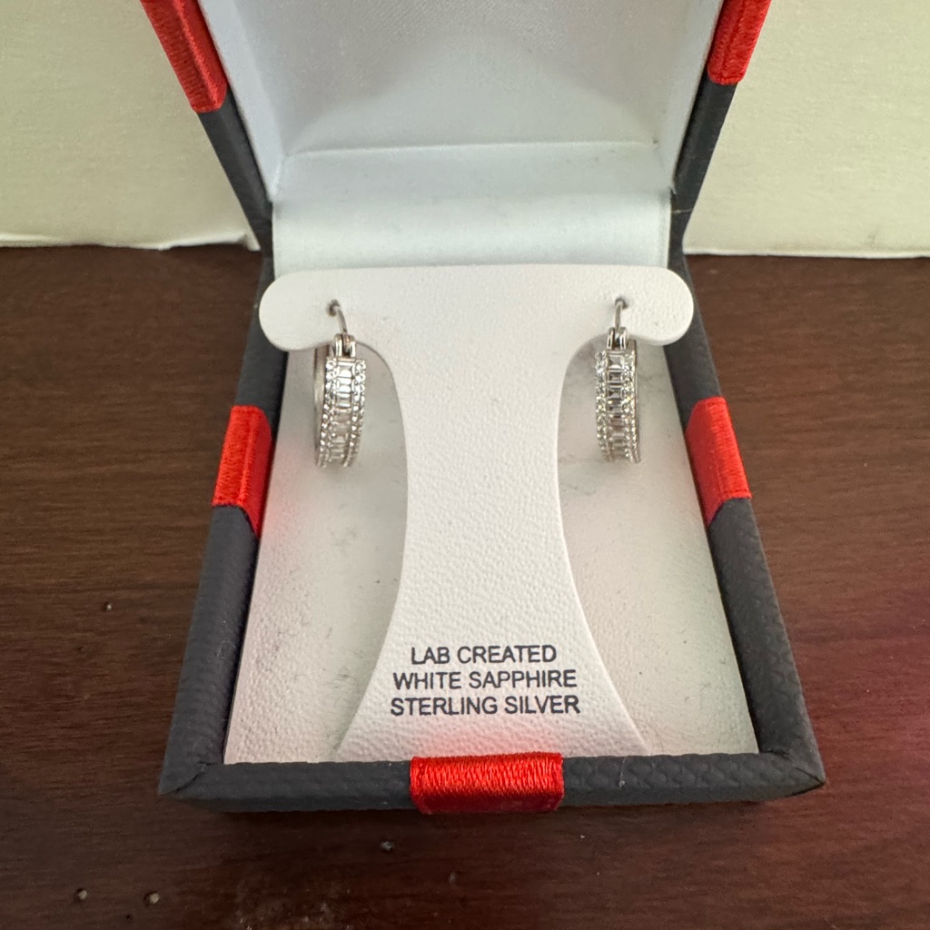 Jcpenney Sterling Silver Earrings With White Sapphires